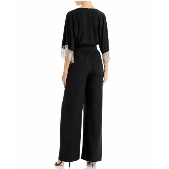Laundry by Shelli Segal Embellished Faux-Wrap Jumpsuit Black 6 $400 - Picture 2 of 3